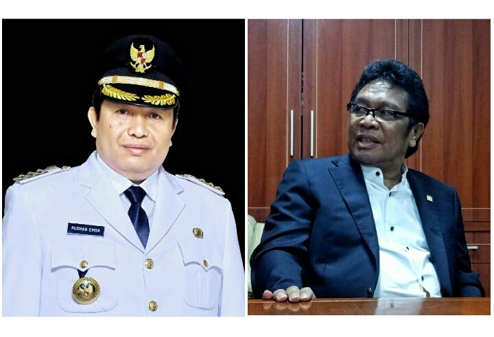 Bupati Muna, LM. Rusman Emba (kiri), Anggota Komisi V DPR RI, Ridwan Bae (kanan). (Foto: Arto Rasyid/SULTRAKINI.COM)