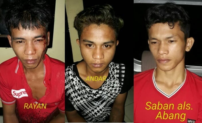 Tiga pemuda yang merupakan komplotan pencuri di Kabupaten Konawe, Sultra. (Foto: Dok. Satreskrim Polres Konawe/SULTRAKINI.COM)