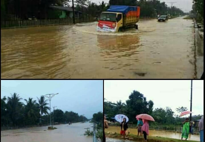 Kondisi jalan ringroad tiworo yang tergenang banjir. (Foto: Istimewa)