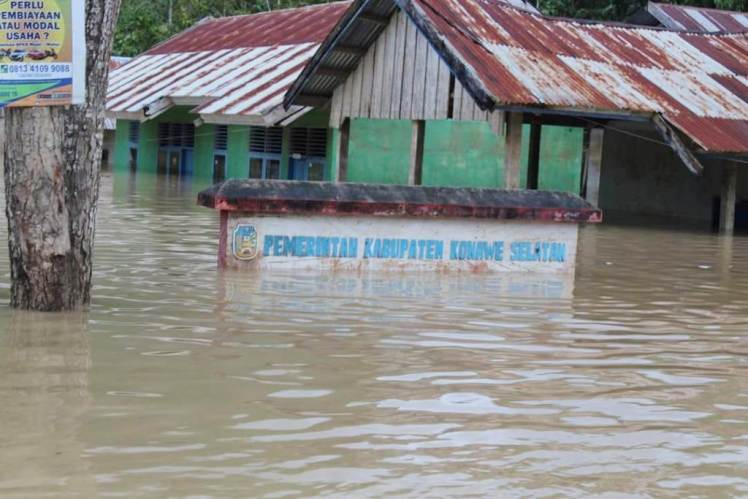 Situasi salah satu lokasi banjir di Konsel, (Foto : BPBD Konsel/SULTRAKINI.COM)