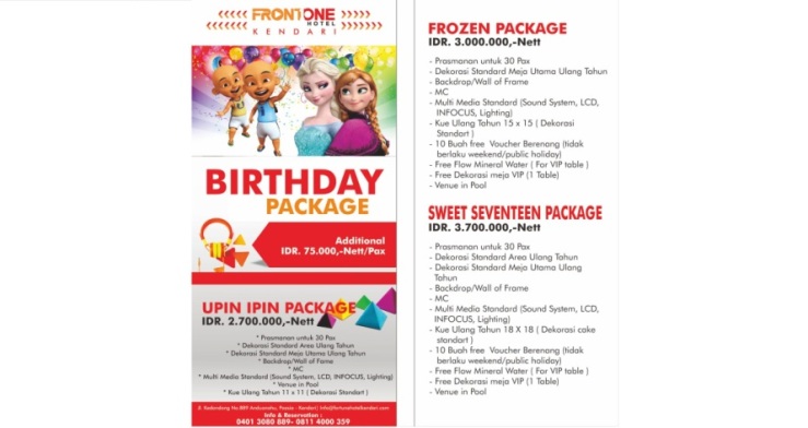 Promo Birthday Package Fortune Frontone Hotel Kendari. (Foto: Fortune Frontone Hotel Kendari)