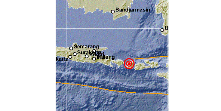 Gempa di Lombok Utara, NTB, magnitudo 5,4 SR kedalaman 10 km pada 6 Agustus 2018 pukul 07:28:19 WIB. (Foto: BMKG)