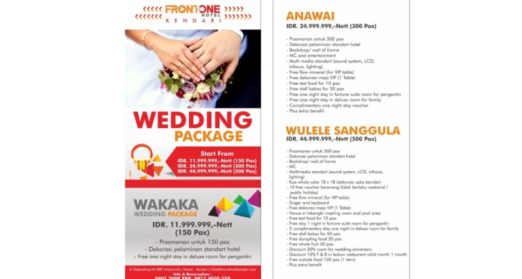Promo Wedding Fortune Frontone Hotel Kendari. (Foto: Fortune Frontone Hotel Kendari)