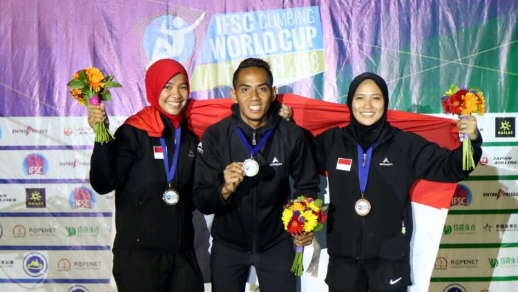 Indonesia kembali meraih medali emas melalui ajang IFSC Climbing Worldcup di China foto: Indosport