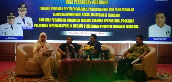 Sosialisasi Pergub Sultra tentang pelayanan dan penyelenggaraan informasi publik, Kamis (22/11/2018). (Foto: Hasrul Tamrin/SULTRAKINI.COM)