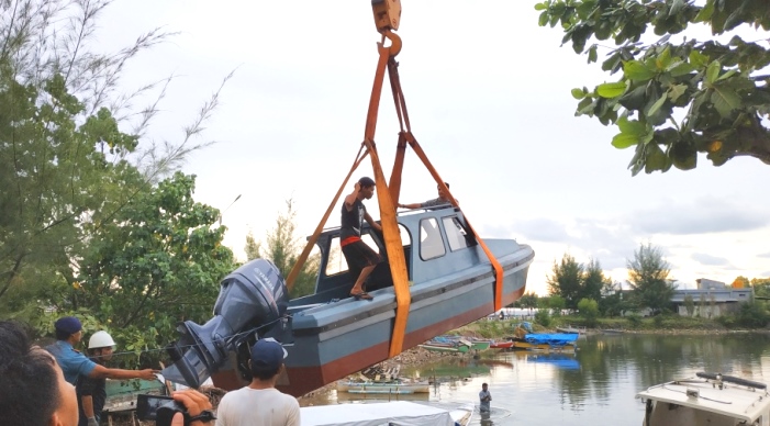 Bantuan kapal untuk mengamankan perhelatan Porprov Sultra XIII di Kabupaten Kolaka. (Foto: Dok.SULTRAKINI.COM)