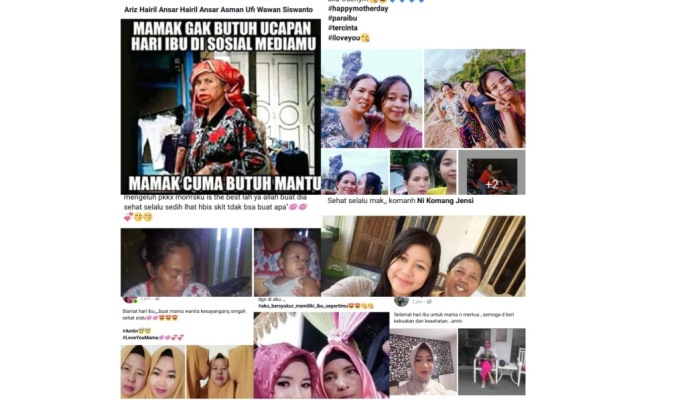 Deretan postingan netizen peringati hari Ibu di Sosial media, Sabtu (22/12/2018). (Foto : Wayan Sukanta/SULTRAKINI.COM)