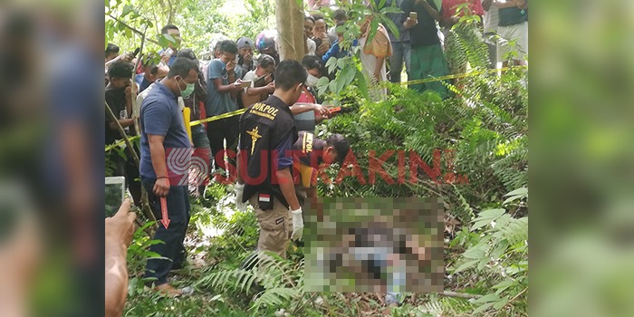 Sosok mayat priaditemukan warga di Kelurahan Benunerai, Kecamatan Abeli pada Senin (24/12/2018). (Wayan Sukanta/SULTRAKINI.COM).