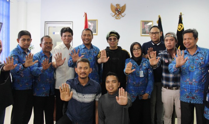 Kunjungan Atta Halilintar di Kantor BNNP Sultra, Kamis (17/1/2019). (Foto: Hasrul Tamrin/SULTRAKINI.COM)