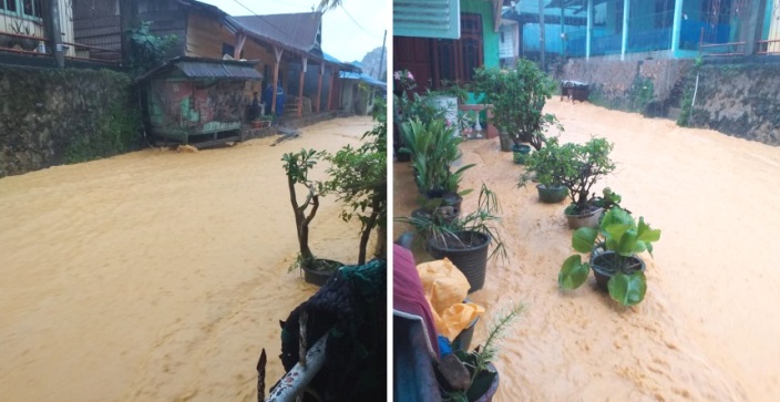 Banjir yang melanda rumah warga di Jalan Sakura, Kota Kendari. (Foto: istimewa)