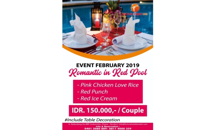 Promo Romantic in Red Pool dari Fortune Frontone Hotel Kendari. (Foto: Fortune Frontone Hotel Kendari)