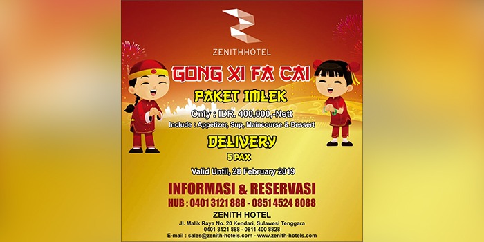 Promo Imlek Zenith Hotel Kendari. (Foto: Zenith Hotel Kendari).