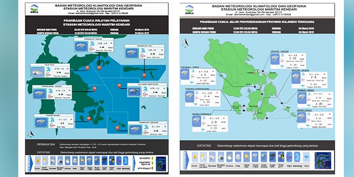 Pantauan prakiraan cuaca oleh Stasiun Meteorologi Maritim Kendari. (Foto: BMKG)
