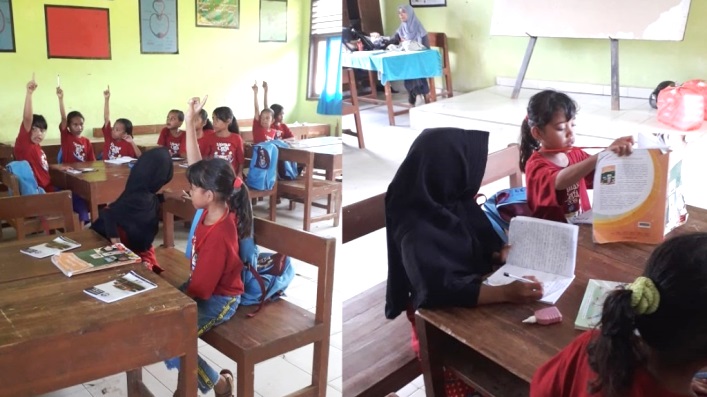 Aktivitas IKA Duta Bahasa Sultra dalam program literasi ceria di Tanjung Tiram, Kabupaten Konawe Selatan.