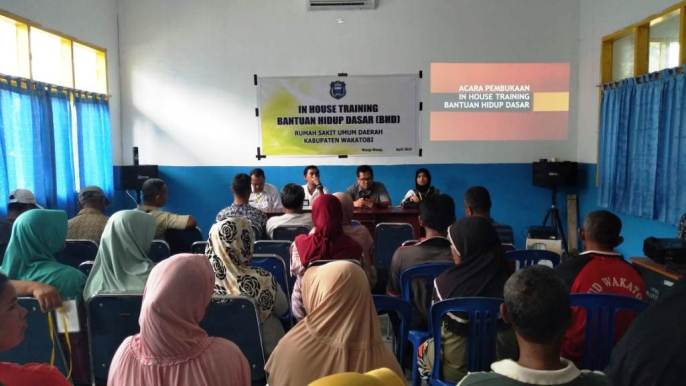 Suasana House training Bantuan Hidup Dasar RSUD Kabupaten Wakatobi, Rabu (24/4/2019). (Foto: Amran Mustar Ode/SULTRAKINI.COM)