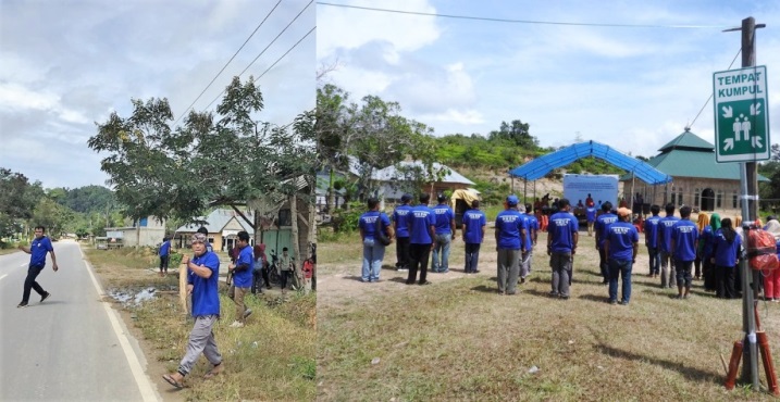 Simulasi penanggulangan bencana di Desa Lamokula, Kabupaten Konawe Selatan. (Foto: Istimewa)