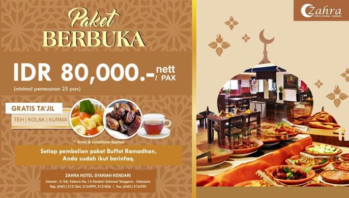 Promo Paket Buka Puasa Hotel Zahra Syariah Kendari. (Foto: Zahra Kendari).