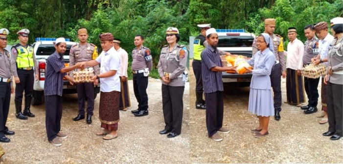 Satlantas Baubau bersama tokoh lintas agama berkunjung ke Panti Asuhan Madinatul Quran. (Foto: Dok.Satlantas Baubau)