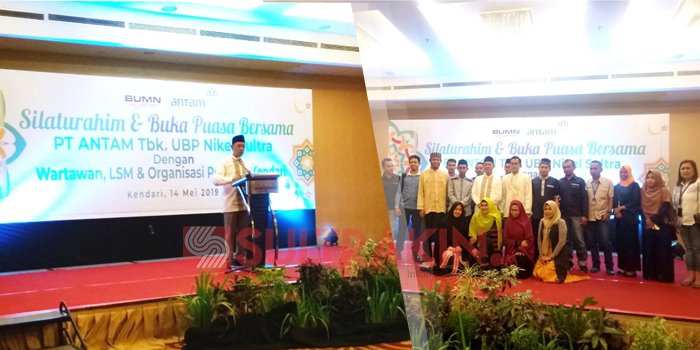 Silaturahmi dan buka puasa bersama PT Aneka Tambang dengan wartawan, LSM dan sejumlah organisasi pemuda, Selasa (15/5/2019). (Foto: Hasrul Tamrin/SULTRAKINI.COM)