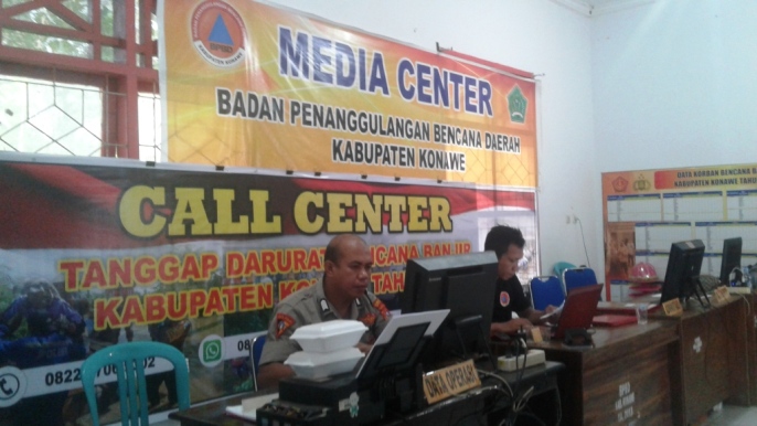 Media center Posko Tanggap Darurat Bencana Banjir dan Longsor Kabupaten Konawe. (Foto: Ulul Azmi/SULTRAKINI.COM)