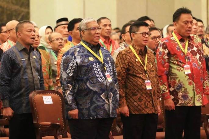 Gubernur Sultra Ali Mazi saat menghadiri rakornas pengendalian inflasi di Jakarta, Kamis (25/7/2019). (Foto: Istimewa).