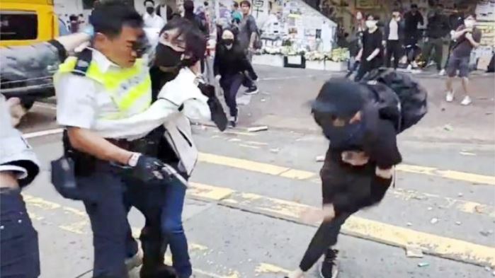 Demonstrasi di Hongkong. (Foto: BBC)