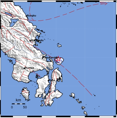 Pusat gempa berada di darat 52 Km Tenggara Kendari (Foto: Ist)