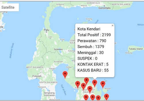 Grafis jumlah kasus Covid-19 di Kota Kendari per 21 Oktober 2020.