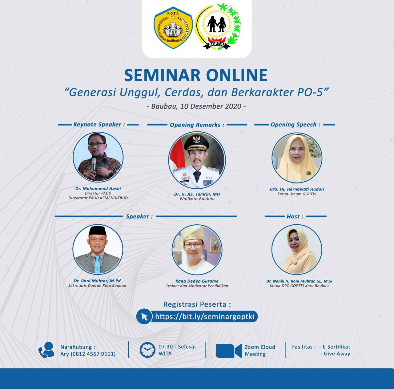 Jadwal seminar online DPC GOPTKI Baubau (Foto: Ist)