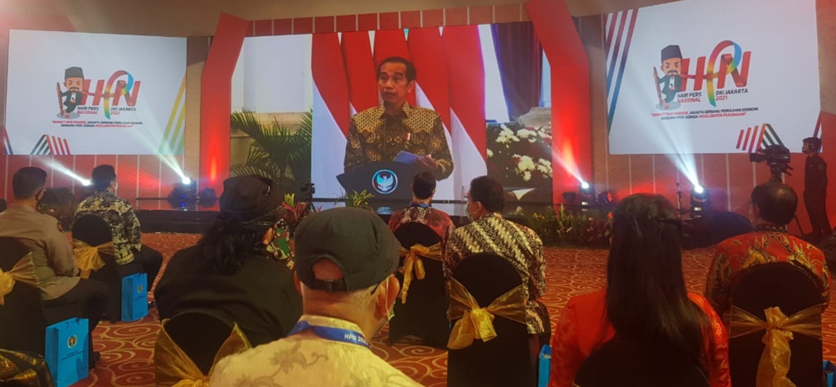 Presiden Joko Widodo memberikan sambutan saat perayaan HPN 2021 (Foto: Ist)