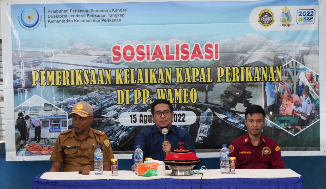 PPS Kendari sosialisasi penerbitan sertifikat kelaikan kapal di Pelabuhan Perikanan Wameo, Baubau. (Foto: Ist)