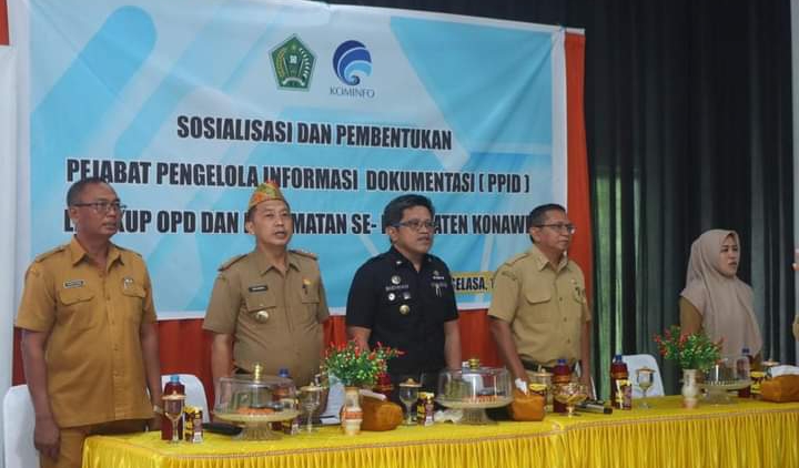 Pembukaan sosialisasi dan pembentukan PPID di lingkup OPD dan kecamatan se- Kabupaten Konawe. (Foto: Ist)